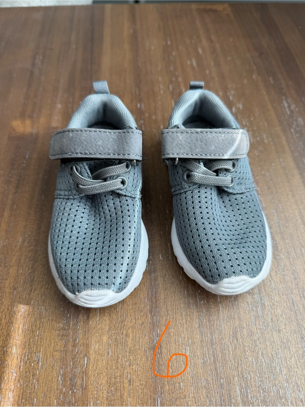 NWOT Gray Lightweight Mesh Sneakers with Hook-and-Loop Strap - Toddler 6